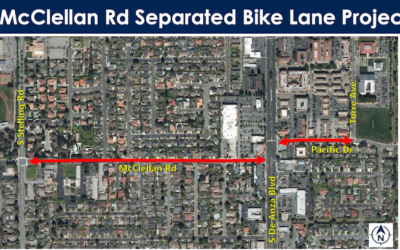 McClellan protected bike lanes east of Stelling break ground August 3