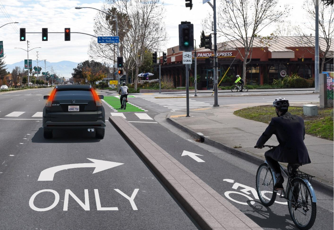 Class 4 Bike lanes on Stevens Creek Driveways Bus lanes