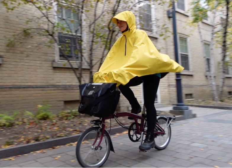 Cycling in store rain clothing