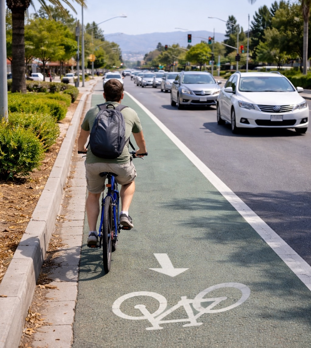 bike lane marking with direction arrow